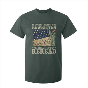 It Doesn't Need To Be Rewritten It Needs To Be Reread T Shirt For Kid We The People Vintage American Flag TS11 Dark Forest Green Print Your Wear