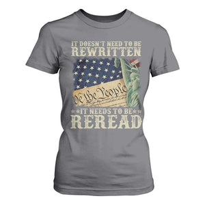 It Doesn't Need To Be Rewritten It Needs To Be Reread T Shirt For Women We The People Vintage American Flag TS11 Charcoal Print Your Wear