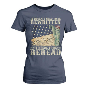 It Doesn't Need To Be Rewritten It Needs To Be Reread T Shirt For Women We The People Vintage American Flag TS11 Navy Print Your Wear