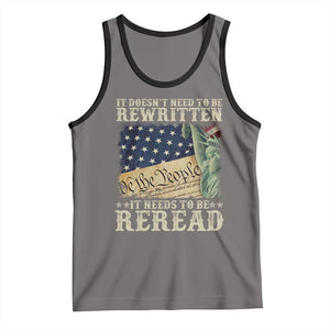 It Doesn't Need To Be Rewritten It Needs To Be Reread Tank Top We The People Vintage American Flag TS11 Deep Heather Black Print Your Wear