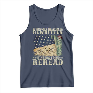 It Doesn't Need To Be Rewritten It Needs To Be Reread Tank Top We The People Vintage American Flag TS11 Navy Print Your Wear