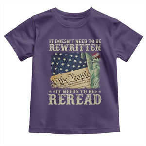 It Doesn't Need To Be Rewritten It Needs To Be Reread Toddler T Shirt We The People Vintage American Flag TS11 Purple Print Your Wear