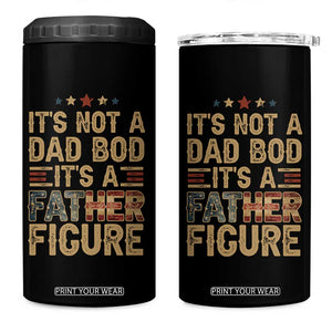 It's Not A Dad Bod It's A Father Figure 4 in 1 Can Cooler Tumbler Funny Retro Vintage American Flag TS10 One Size: 16 oz Black Print Your Wear