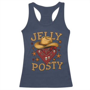 Jelly Posty Cowboy Bandana Racerback Tank Top Funny Country Western Rodeo TS02 Navy Print Your Wear