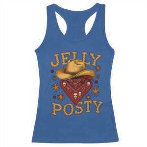 Jelly Posty Cowboy Bandana Racerback Tank Top Funny Country Western Rodeo TS02 Royal Blue Print Your Wear
