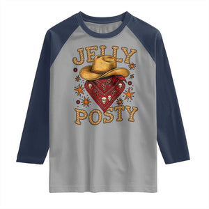 Jelly Posty Cowboy Bandana Raglan Shirt Funny Country Western Rodeo TS02 Sport Gray Navy Print Your Wear