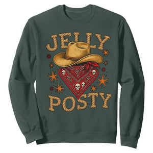 Jelly Posty Cowboy Bandana Sweatshirt Funny Country Western Rodeo TS02 Dark Forest Green Print Your Wear
