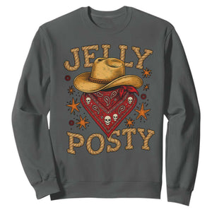 Jelly Posty Cowboy Bandana Sweatshirt Funny Country Western Rodeo TS02 Dark Heather Print Your Wear