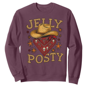 Jelly Posty Cowboy Bandana Sweatshirt Funny Country Western Rodeo TS02 Maroon Print Your Wear