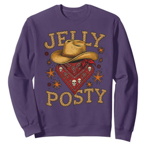 Jelly Posty Cowboy Bandana Sweatshirt Funny Country Western Rodeo TS02 Purple Print Your Wear