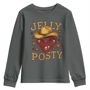 Jelly Posty Cowboy Bandana Youth Sweatshirt Funny Country Western Rodeo TS02 Dark Heather Print Your Wear