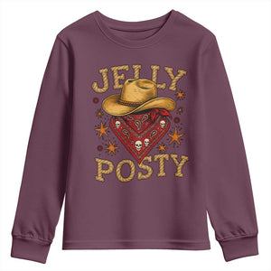 Jelly Posty Cowboy Bandana Youth Sweatshirt Funny Country Western Rodeo TS02 Maroon Print Your Wear