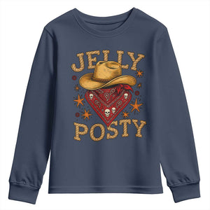 Jelly Posty Cowboy Bandana Youth Sweatshirt Funny Country Western Rodeo TS02 Navy Print Your Wear