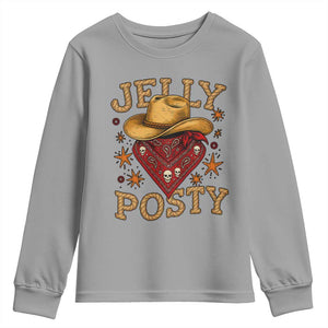 Jelly Posty Cowboy Bandana Youth Sweatshirt Funny Country Western Rodeo TS02 Sport Gray Print Your Wear