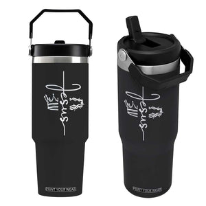 Jesus Christian Lord & Savior Crown of Thorns Flip Straw Tumbler TS11 One Size: 30 oz Black Print Your Wear