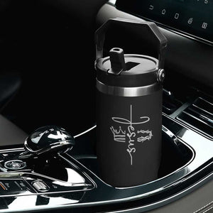 Jesus Christian Lord & Savior Crown of Thorns Flip Straw Tumbler TS11 Print Your Wear