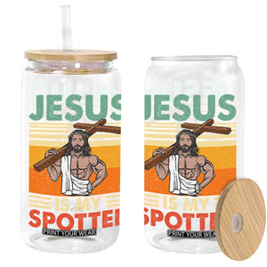Jesus Is My Spotter Glass Can Funny Gym Christian Fitness TS02 Black Print Your Wear