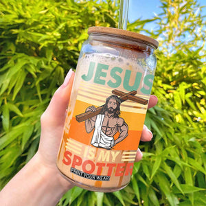 Jesus Is My Spotter Glass Can Funny Gym Christian Fitness TS02 Print Your Wear