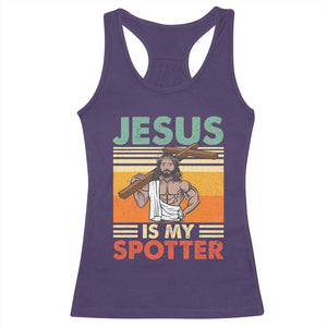 Jesus Is My Spotter Racerback Tank Top Funny Gym Christian Fitness TS02 Purple Print Your Wear