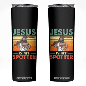 Jesus Is My Spotter Skinny Tumbler Funny Gym Christian Fitness TS02 Black Print Your Wear