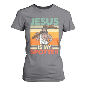 Jesus Is My Spotter T Shirt For Women Funny Gym Christian Fitness TS02 Charcoal Print Your Wear