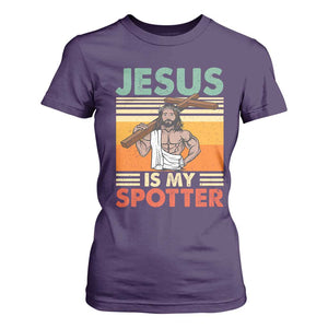 Jesus Is My Spotter T Shirt For Women Funny Gym Christian Fitness TS02 Purple Print Your Wear