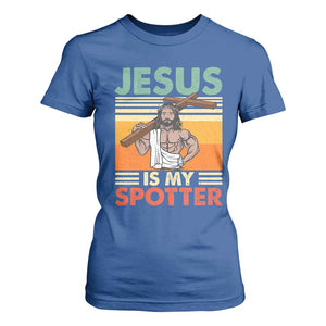 Jesus Is My Spotter T Shirt For Women Funny Gym Christian Fitness TS02 Royal Blue Print Your Wear