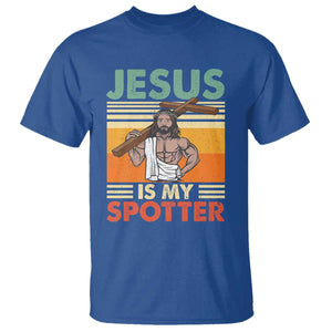 Jesus Is My Spotter T Shirt Funny Gym Christian Fitness TS02 Royal Blue Print Your Wear