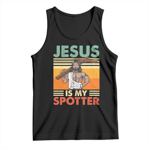 Jesus Is My Spotter Tank Top Funny Gym Christian Fitness TS02 Black Print Your Wear