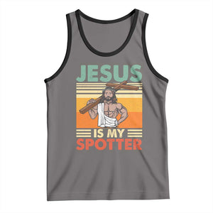 Jesus Is My Spotter Tank Top Funny Gym Christian Fitness TS02 Deep Heather Black Print Your Wear