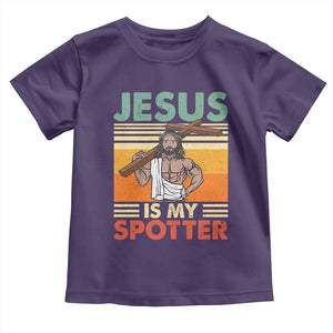 Jesus Is My Spotter Toddler T Shirt Funny Gym Christian Fitness TS02 Purple Print Your Wear