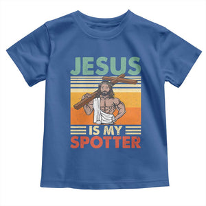 Jesus Is My Spotter Toddler T Shirt Funny Gym Christian Fitness TS02 Royal Blue Print Your Wear