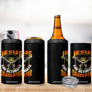Jesus The Ultimate Deadlifter 4 in 1 Can Cooler Tumbler Funny Jesus Workout Motivation Bodybuilding Fitness TS02 Print Your Wear