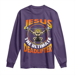 Jesus The Ultimate Deadlifter Long Sleeve Shirt Funny Jesus Workout Motivation Bodybuilding Fitness TS02 Purple Print Your Wear