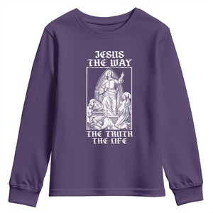 Jesus The Way The Truth The Life Youth Sweatshirt Religious Christian Faith TS02 Purple Print Your Wear