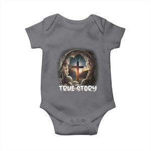 Jesus True Story Baby Onesie Resurrection He Is Risen Religious Easter TS02 Charcoal Print Your Wear