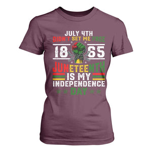 July 4th Didn't Set Me Free 1865 Juneteenth Is My Independence Day T Shirt For Women TS11 Maroon Print Your Wear