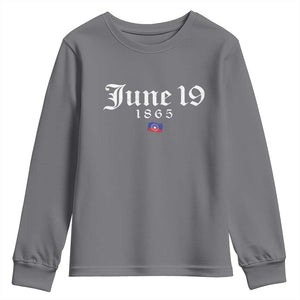 June 19 1865 Juneteenth Flag Youth Sweatshirt Celebrating Black Freedom History TS10 Charcoal Print Your Wear