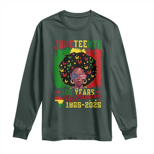 Juneteenth 160 Years Of Freedom Long Sleeve Shirt African American Pride TS11 Dark Forest Green Print Your Wear