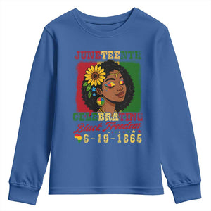 Juneteenth 1865 Black Freedom Celebration Youth Sweatshirt Afrocentric Pride Melanin Girl TS02 Royal Blue Print Your Wear