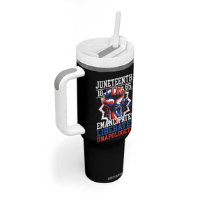 Juneteenth 1865 Emancipated Liberated Unapologetic Tumbler With Handle Hand Fist Juneteenth Flag TS11 Print Your Wear