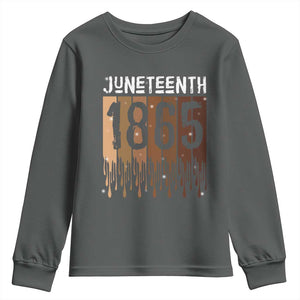 Juneteenth 1865 Youth Sweatshirt June 19th Celebrating Black Freedom Melanin TS10 Dark Heather Print Your Wear