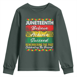 Juneteenth 1865 Youth Sweatshirt Remembering The Past Black Freedom African Independence Day TS10 Dark Forest Green Print Your Wear