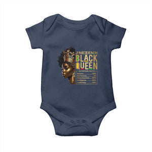 Juneteenth Black Queen Nutritional Facts Baby Onesie Afro Melanin Queen TS11 Navy Print Your Wear