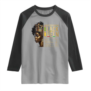 Juneteenth Black Queen Nutritional Facts Raglan Shirt Afro Melanin Queen TS11 Sport Gray Black Print Your Wear
