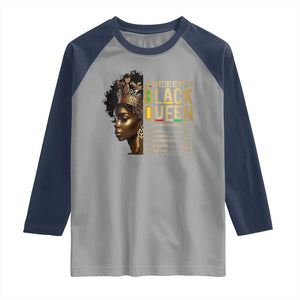 Juneteenth Black Queen Nutritional Facts Raglan Shirt Afro Melanin Queen TS11 Sport Gray Navy Print Your Wear