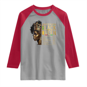 Juneteenth Black Queen Nutritional Facts Raglan Shirt Afro Melanin Queen TS11 Sport Gray Red Print Your Wear