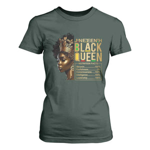 Juneteenth Black Queen Nutritional Facts T Shirt For Women Afro Melanin Queen TS11 Dark Forest Green Print Your Wear