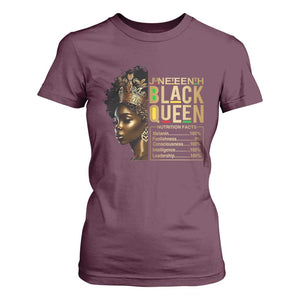 Juneteenth Black Queen Nutritional Facts T Shirt For Women Afro Melanin Queen TS11 Maroon Print Your Wear