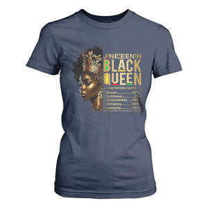 Juneteenth Black Queen Nutritional Facts T Shirt For Women Afro Melanin Queen TS11 Navy Print Your Wear